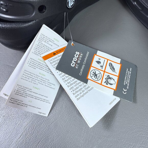 Crocs Bistro Clogs Shoes Unisex Womens 7 Mens 5 Black Slip Resistant Closed Toe - Picture 9 of 12